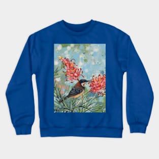 Spinebilleas (Eastern Spinebills in Grevillea) Crewneck Sweatshirt